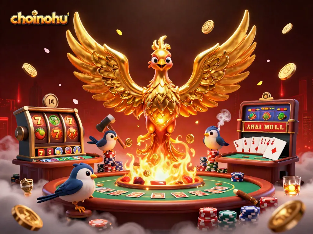 Choinohu offers thrilling gameplay with a molten metal phoenix and vibrant casino elements.