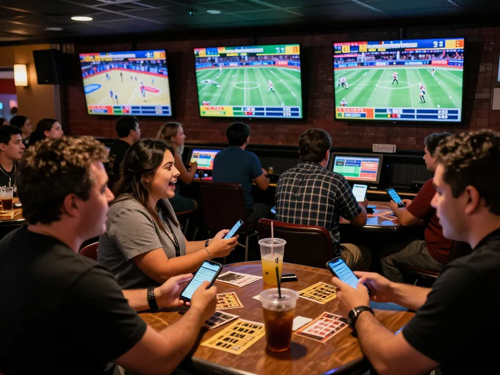 Exciting live sports betting experience at Nhà cái 78WIN, with patrons engaged in wagering.