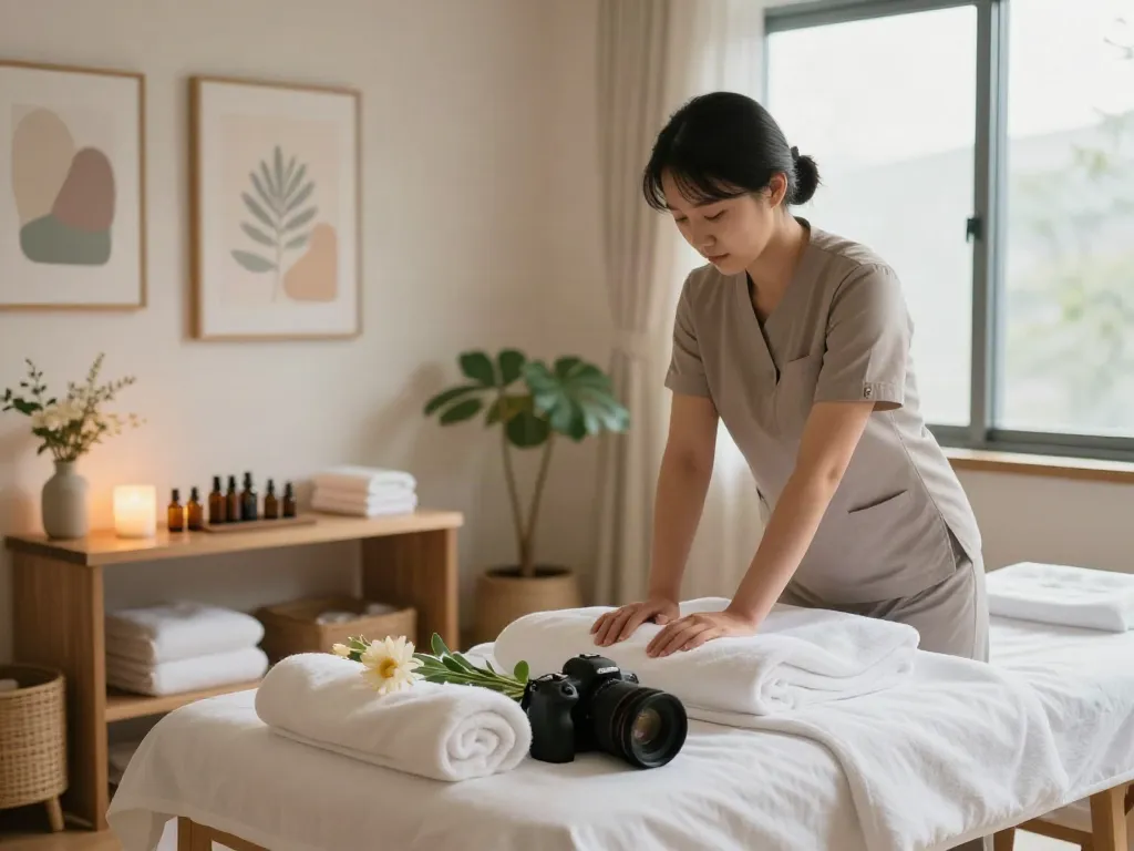 Relaxing home massage environment for 잠실출장안마 with inviting decor and soothing ambiance.