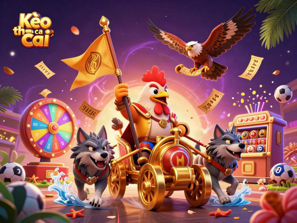 Kèo nhà cái showcases a sports betting scene with dynamic elements and engaging characters.