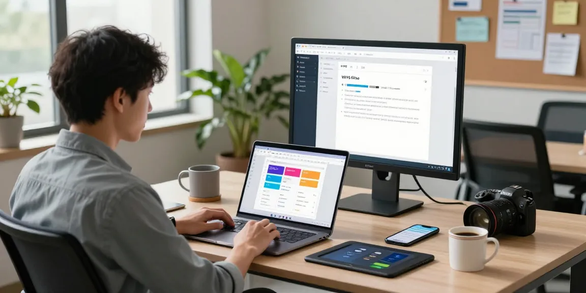 Focused professional using WPS Official Website tools in a modern office setup, showcasing productivity and collaboration.