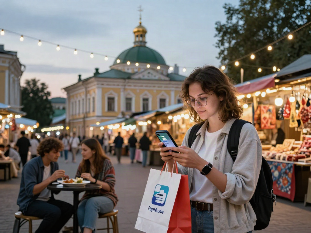 Visita a Rusia con la app https://payinrussia.com/ mostrando la facilidad de pago para turistas.
