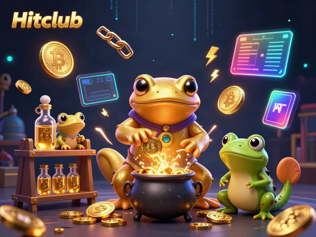 Experience the thrill of Hitclub with a vibrant scene of colorful alchemical transformation in a buzzing casino