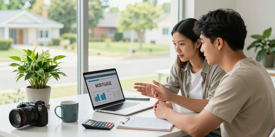 Calculate mortgage options in a modern home office environment