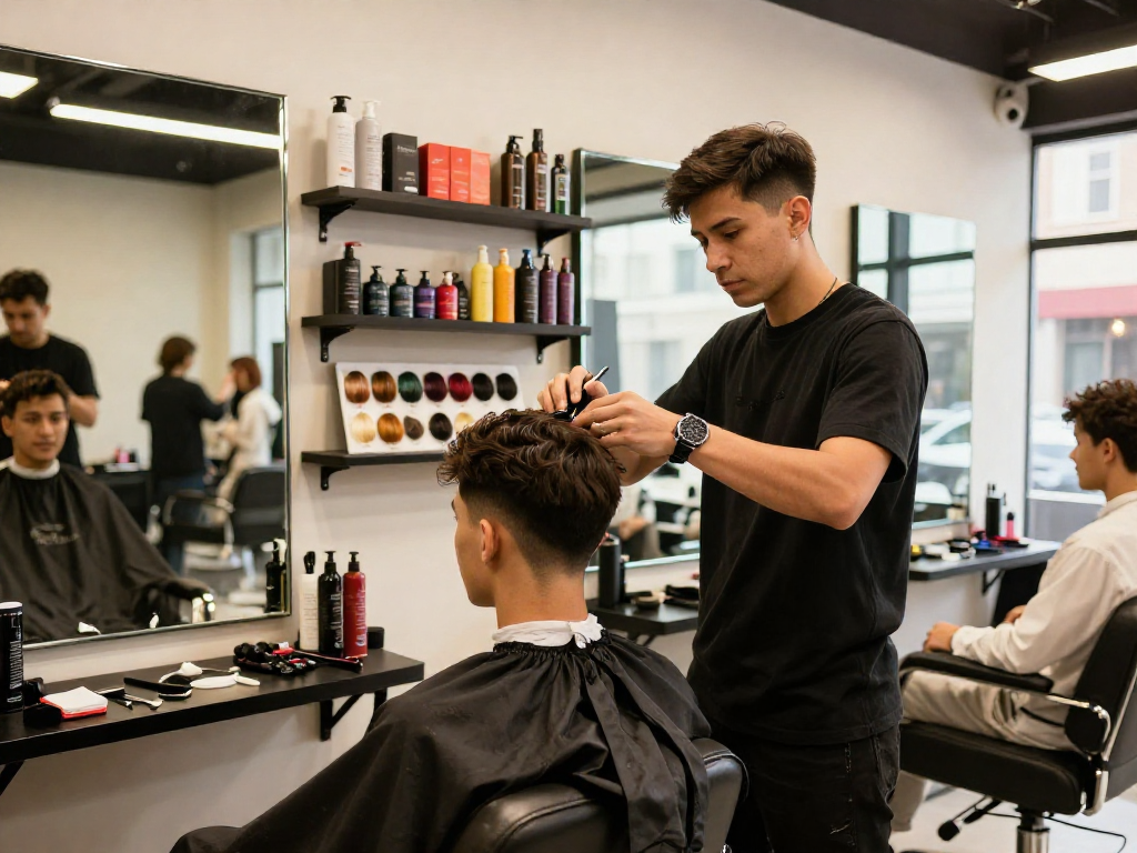Stylish haircut at ROKOK88 barber shop showcasing modern grooming trends and exceptional service.
