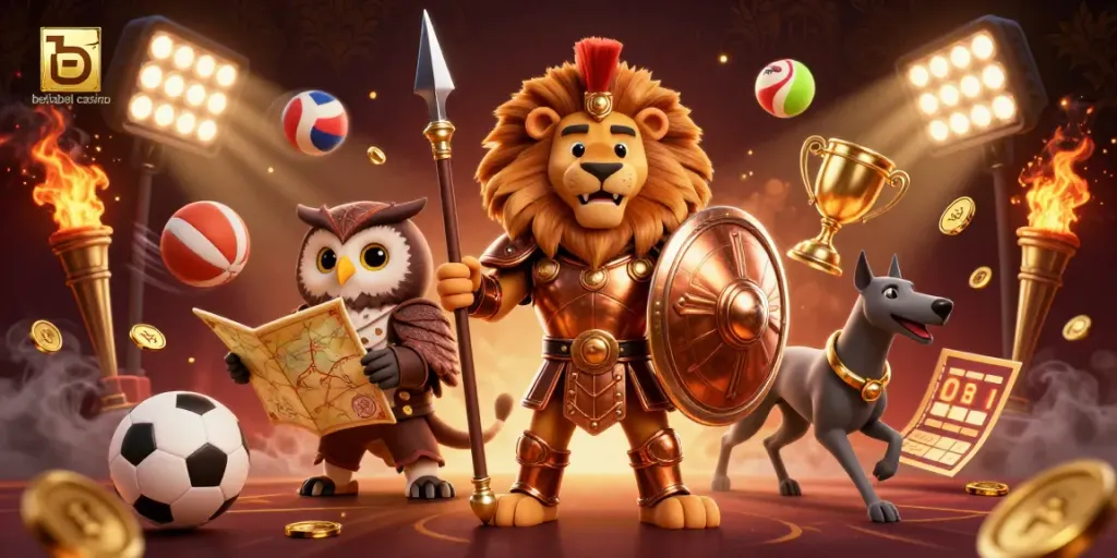 Experience the thrill of betting at betlabel casino with dynamic sports elements in a captivating scene.