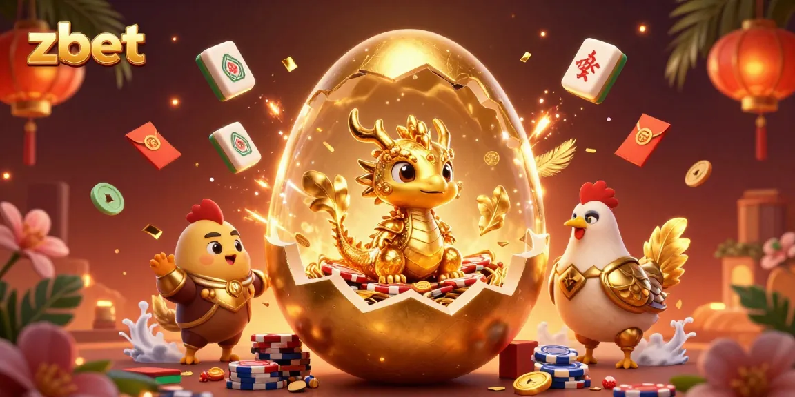 Immerse in zbet's thrilling realm with a baby dragon amidst vibrant casino elements.