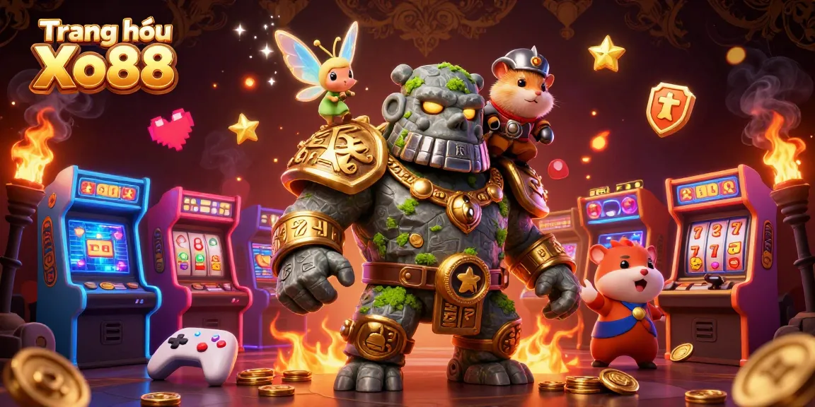 Experience excitement at Trang chủ Xo88 with vibrant 3D casino-themed characters and elements.