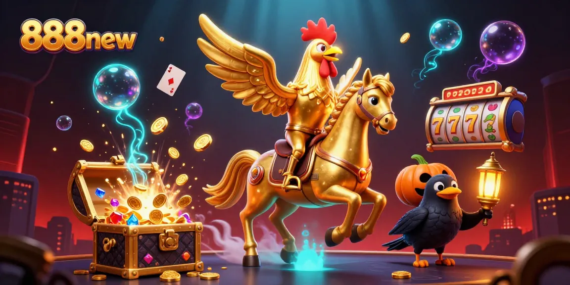 Experience thrilling wins at 888new with a golden rooster and vibrant casino elements!